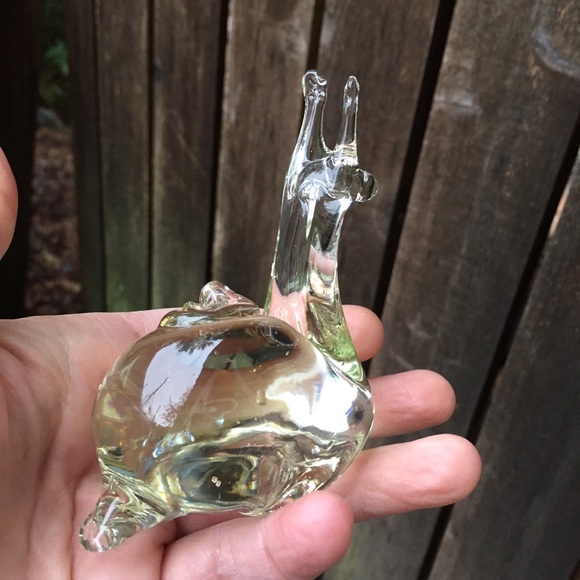 Clear Art Glass Snail Figurine Paperweight - Picture 6 of 16